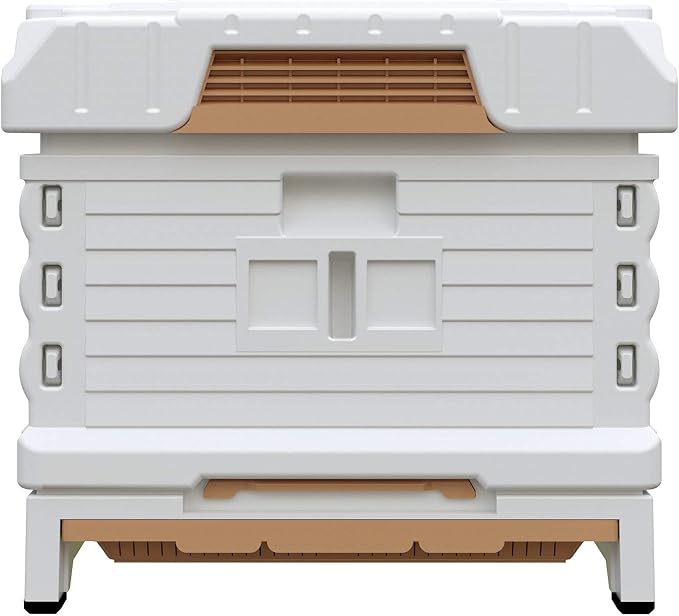 Apimaye Ergo Insulated 10 Frame Bee Hive Set [NO Frames Included] (Single Hive, White Body Blue Entrance)