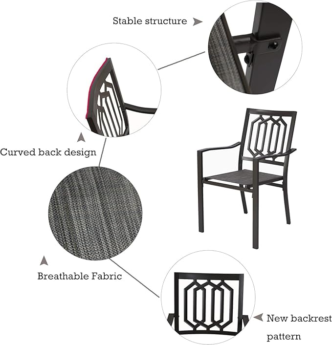 Kozyard Villa Outdoor Patio Dining Chair (Steel/Textilene) for Garden Backyard Lawn