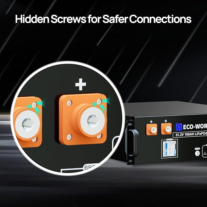 ECO-WORTHY 48V 100Ah LiFePO4 Lithium Battery w/Bluetooth | UL1973 & UL9540A & CEC Listed | 5120Wh Server Rack Battery for Solar Energy Storage, Home Backup Power