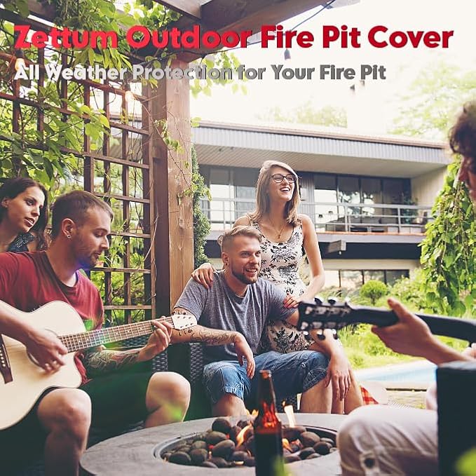 Zettum Fire Pit Cover Rectangular 48 Inch - Outdoor Fire Table Cover Rectangle Heavy Duty & Waterproof, 600D Patio Propane Gas Firepit Cover Rectangular Fade & Weather Resistant - 48 x 28 x 24 Inch
