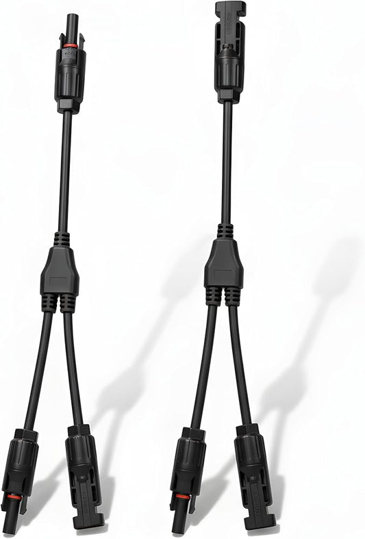 XYRIS Solar Panel Connectors - 1 to 2 Y Branch Parallel Adapter Cable Wire Plug Tool Kit for Solar Panel 1 Pair (M/FF+F/MM)