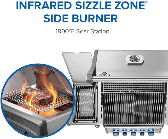 Napoleon Rogue PRO-S 425 Natural Gas Grill with Infrared Side and Rear Burners, Stainless Steel, Durable 5-Burner Precision Cooking