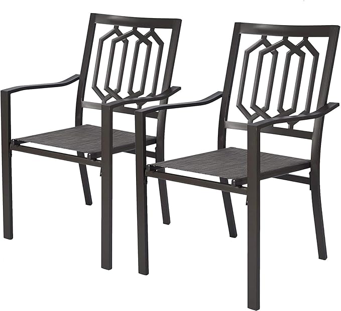 Kozyard Villa Outdoor Patio Dining Chair (Steel/Textilene) for Garden Backyard Lawn