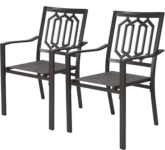 Kozyard Villa Outdoor Patio Dining Chair (Steel/Textilene) for Garden Backyard Lawn