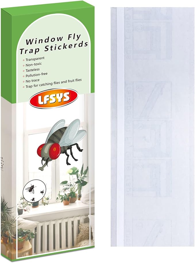 150 Pack Window Fly Trap, Fruit Fly Traps Indoors, Fly Paper Sticky Strips, Fly Traps for Indoors Clear