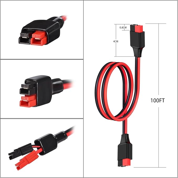 ELFCULB 12AWG Anderson Extension Cable 100FT for Portable Power Station Solar Generator Solar Panel
