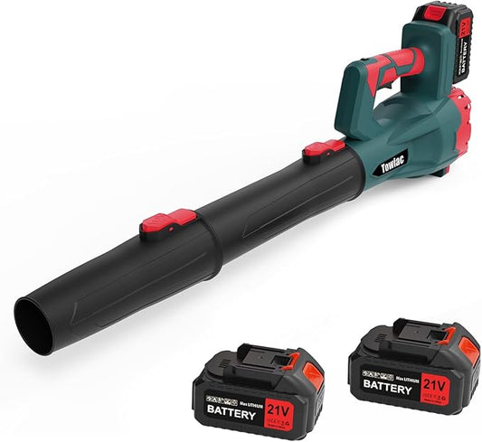 TOWIAC 580CFM Cordless Leaf Blower, 6-Speed Electric Lawn Blower with 2x4.0Ah Battery & Charger, Lightweight Patio Cleaner for Leaves, Snow, and Debris
