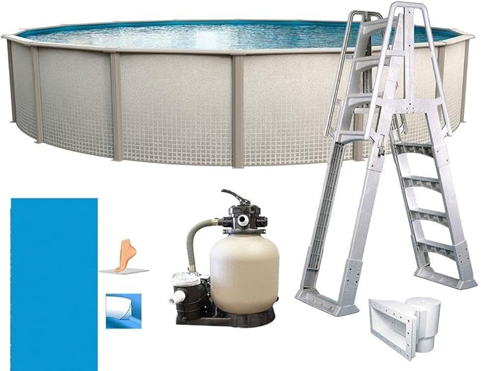 In The Swim 21' Round Above Ground Swimming Pool - Weekender Package - Featuring: Sand Filter, Pump System and A-Frame Ladder