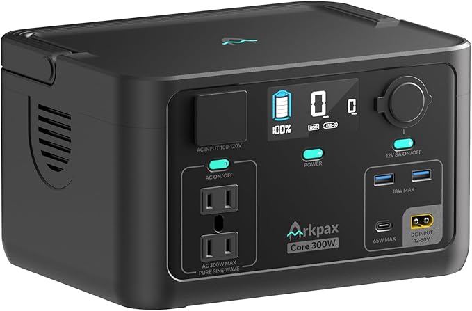 Portable Power Station Core 300W-192Wh LiFePO4 Battery, 600W Surge Capacity, 1.5-Hour Quick Charge, Solar-Compatible Generator for Camping Trips, Emergency Power, Travel Needs & Home Use