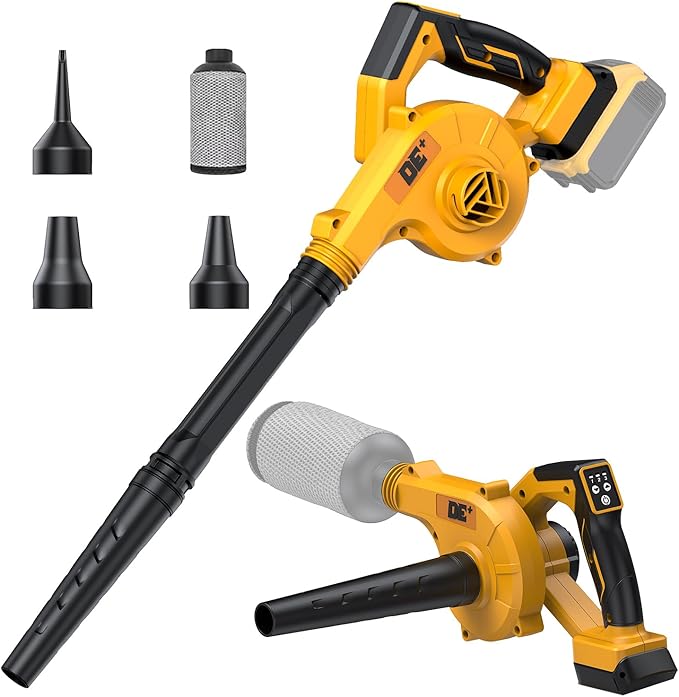DeForce Electric Leaf Blower Cordless for Dewalt 20V Max Battery, 4 in 1 Blower/Vacuum/Inflator/Deflator(3 Nozzles), 3 Speed Modes, 190 MPH, Extended Tube for Leaves, Lawn Care, Patio(No Battery)