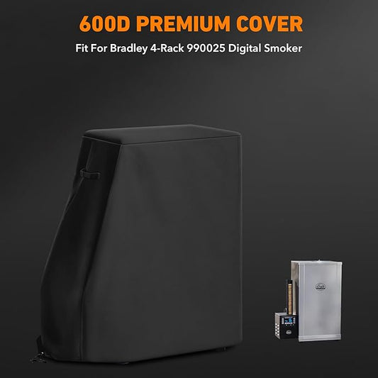 Heavy Duty Grill Cover Fits for Bradley Smoker 990025 Waterproof Electric Smoker for 4-Rack Digital Smoker, Water Resistant, Weather Resistant, 600D Polyester Cover