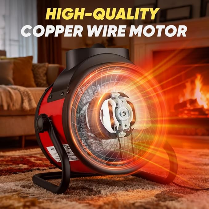 Saker 3000W Powerful Portable Heating Cannon for Outdoor&Indoor Use, PTC Electric Small Space Heater with 90° Adjustable Angle, Fast Heat With Protection for Greenhouse, Garage, Bedroom, Home Office