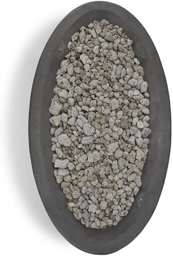 Home Square 2-Piece Set with Large Oval LP Metal Fire Bowl and Fire Glass