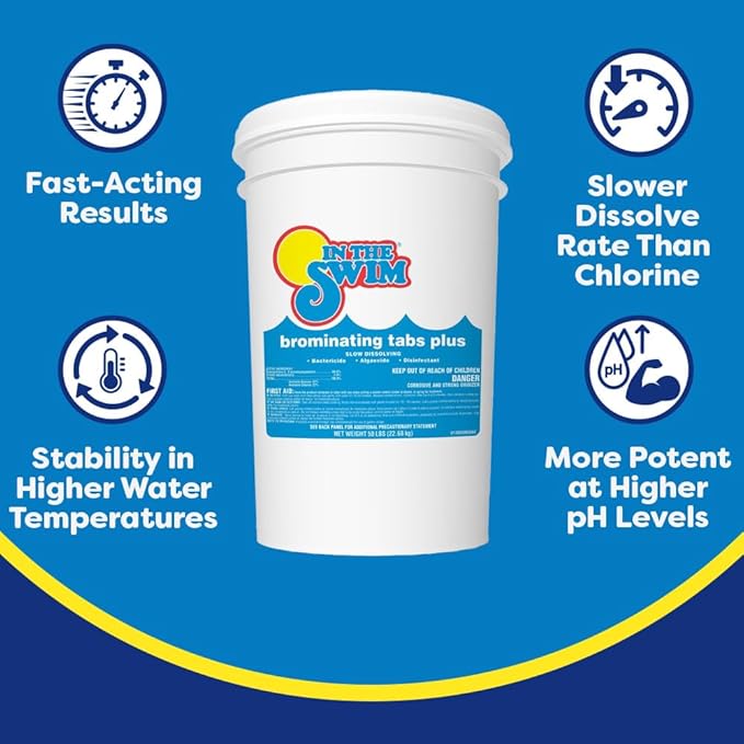In The Swim Chlorine-Free Shock Bundle and Bromine Plus: Includes 12 x 1 Pound Bags Chlorine-Free Shock and 8 Pound Bucket of Bromine Plus - Effective Low Odor Alternative