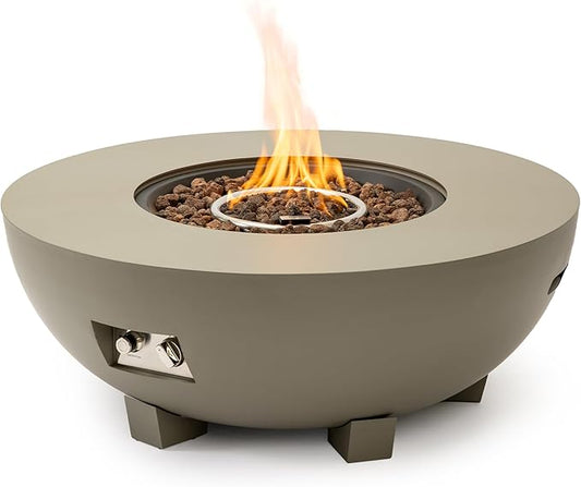 36-Inch Round Propane Fire Pit,Outdoor Patio Round Fire Bowl,Gas Firepit with Lid, Lava Rocks, Rain Cover for Patio, Backyard, Deck,50,000BTU Outdoor Modern Patio Fire Pit