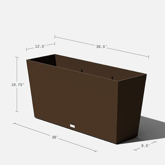 Veradek Pure Series Midori Trough Planter - Large Rectangular Planter for Indoor or Outdoor Deck/Porch | Durable All-Weather Use with Drainage Holes | Modern Decor for Shrubs, Flowers, Small Plants