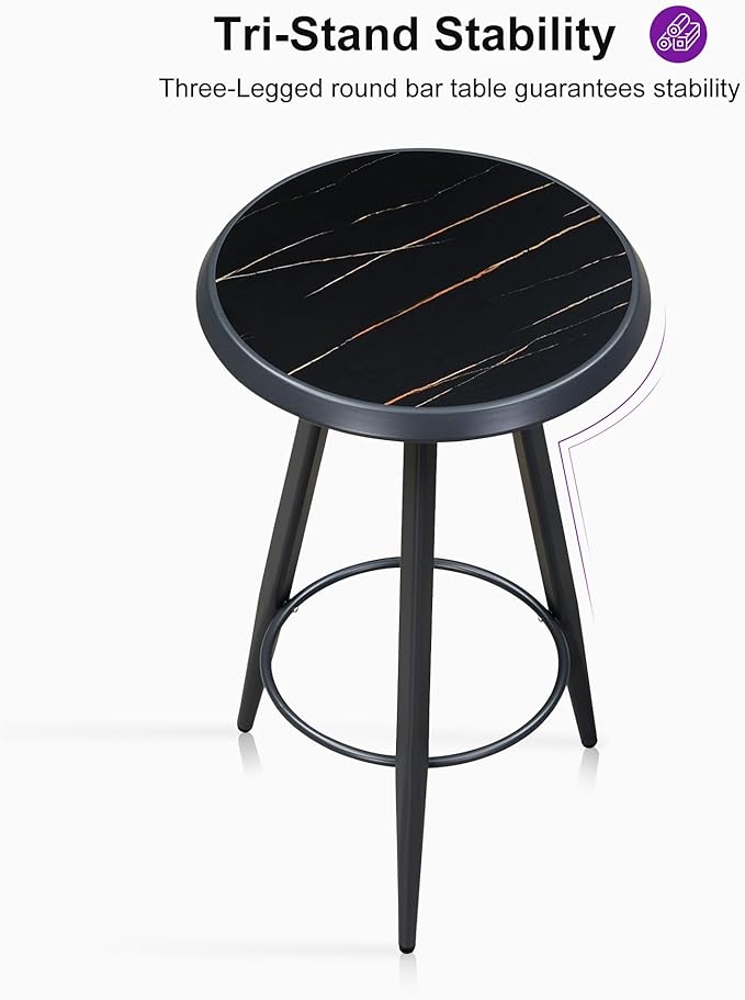 PURPLE LEAF Outdoor Counter Height Bar Stools Set of 3 Wicker Rattan Counter Stools Bar Chairs Barstool and Table for Patio Kitchen Island Lawn Grey