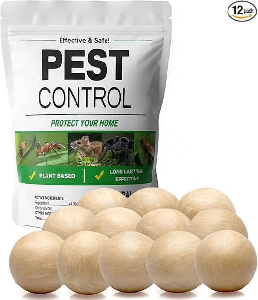 Pest Control, Rodent Repellent, Mouse Repellent Indoor/Outdoor, Peppermint Oil to Repel Rats, Roaches, Ants, Spiders & Moths, Mice Deterrent That Works for House, 3 Months Protection-12P