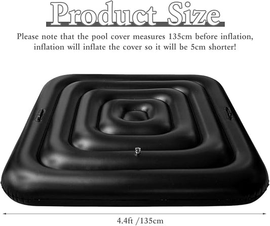 4.4Ft Inflatable Hot Tub Cover with Handle,Energy Saving Lid for Square Hot Tub,Outdoor Inflatable Hot Tub,Foldable Protective Rain Overflow Cover for Inflatable Outdoor Hot Tubs