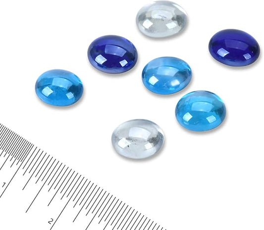 GasSaf Blended Fire Glass Beads for Outdoor Fire Pit, Fireplace, Replaces Existing Gas Logs & Lava Rocks, 3/4 Inch Glass(20 Pound)(Cobalt Blue, Caribbean Blue, Crystal Clear Luster)