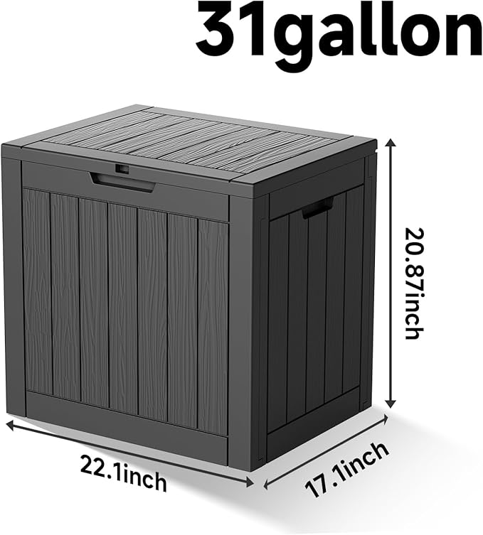 30 Gallon Outdoor Storage Box Waterproof,Outside Delivery Package Deck Box with Lockable Lid,Poolside Storage Bin for Garden Tools,Patio Cushion,Black