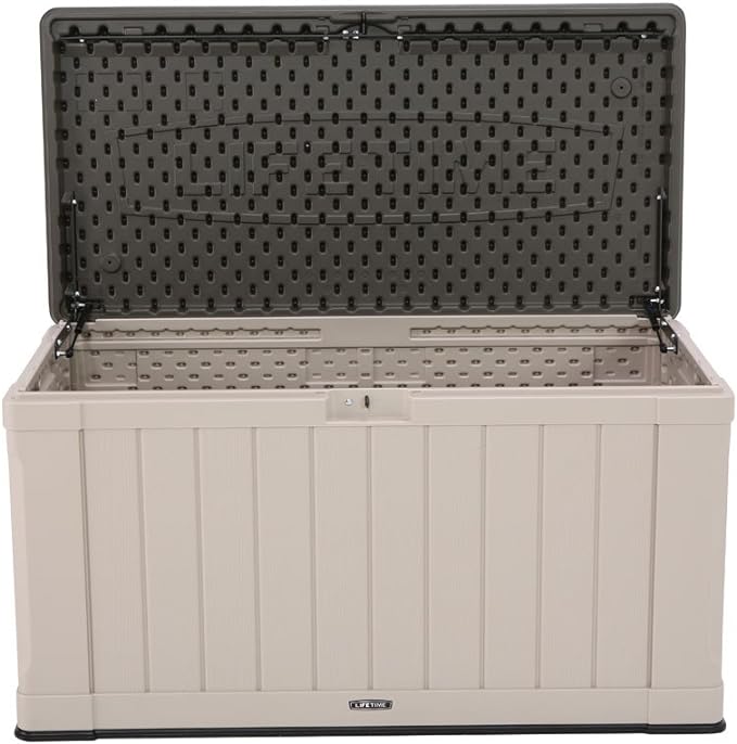LIFETIME 60186 Heavy-Duty Outdoor Storage Deck Box, 116 Gallon, Desert Sand/Brown