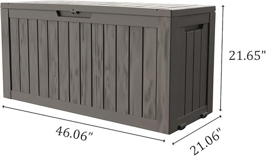 Mersco 72 Gallon Double-Wall Resin Deck Box - Lockable Waterproof Outdoor Storage Box, 515lbs Capacity & Doubles as Seating for Patio Furniture - Garden Tools, Pool Accessories (Grey)