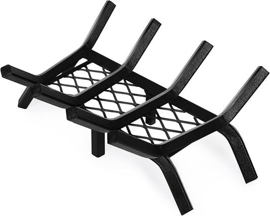 Fireplace Grate 17 "Heavy Duty with Ember Retainer, 1/2” Bar Fire Log Grate for Inside Fireplace, Fireplace Assectories, Chimney Hearth Wood Stove Burning Rack Holder,Wood Stove Grate for Outdoor