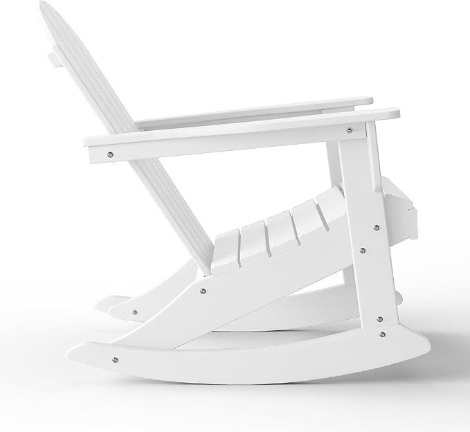 WestinTrends Malibu Outdoor/Patio Poly Adirondack Rocking Chair, White