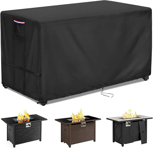 Fire Pit Cover Rectangular 58 Inch - Waterproof Outdoor Fire Table Cover Rectangle Heavy Duty, 600D Patio Propane Gas Firepit Cover Rectangular Tear Weather Resistant - 58 x 24 x 24 Inch