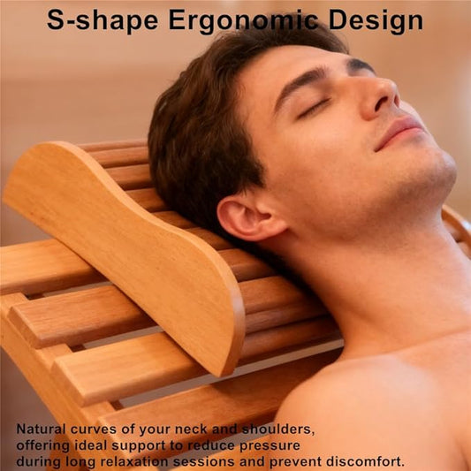 Red Cedar Sauna Headrest, Wood Head Pillow for Barrel and Infrared Saunas, Comfortable Ergonomic S-Shape Design Head Pillow for Head and Neck Support Home Wellness,15.7" L*13.38" W*3.8" H