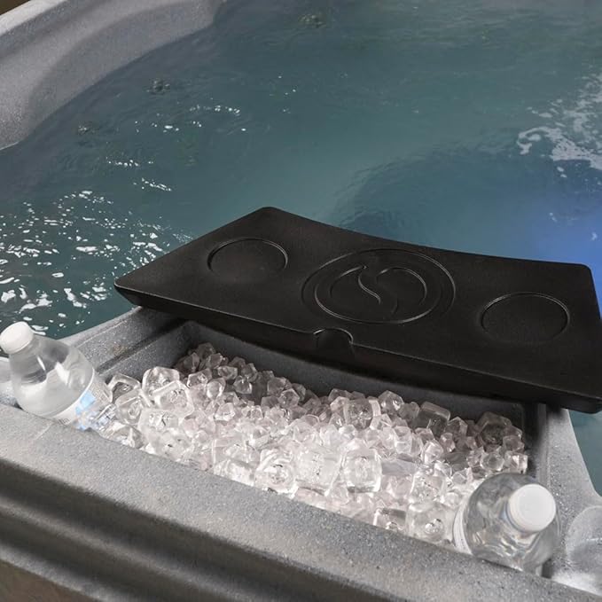 AquaLife Ariana™ 7-Person 30-Jet Non-Lounger Hot Tub with LED Lighting, Insulated Cover, Built-in Ice Bucket, Stainless Steel Heater and Ozonator