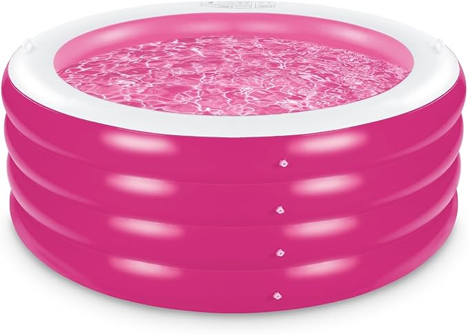 Inflatable Pool, Large Deep Round 70"x30" Family Inflatable Swimming Pool with Handles, Summer Water Party, Outdoor, Garden Backyard, Suitable for Adults (Pink)