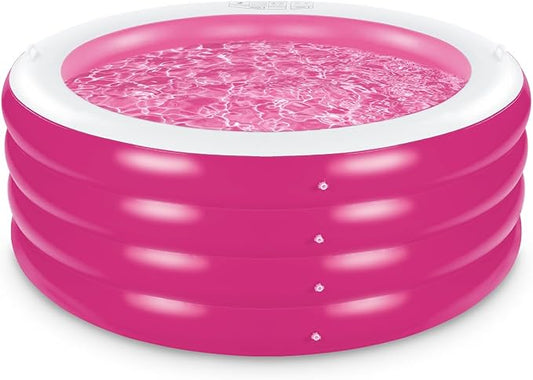 Inflatable Pool, Large Deep Round 70"x30" Family Inflatable Swimming Pool with Handles, Summer Water Party, Outdoor, Garden Backyard, Suitable for Adults (Pink)