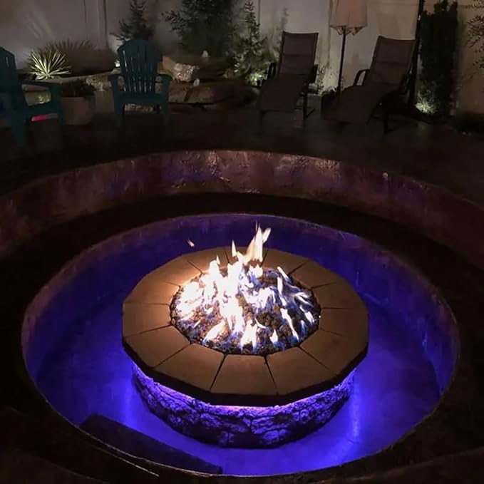 AFG Match Lit Fire Pit Burner Kit (SS-FR-24KIT-PAN-LP-MSCB), Round, 24-Inch Burner, 30-Inch Flat Pan, Propane, Polished Chrome, with Flange, Key, Valve, Flex Line and Fittings