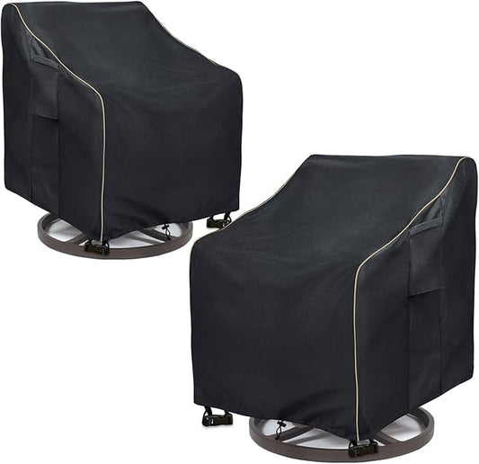 Outdoor Swivel Lounge Chair Cover 2 Pack,Waterproof Heavy Duty Patio Chair Covers,Patio Rocking Chair Covers for Outdoor Furniture,(30 W x 34 D x 38.5 H inches),Black
