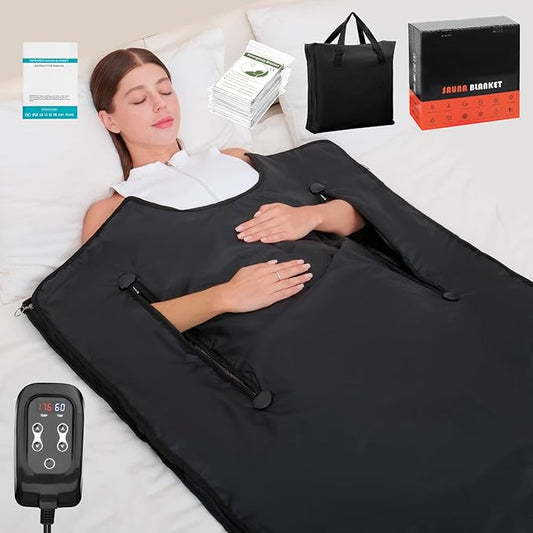 Infrared Sauna Blanket for Home: Portable Design Full Body Detox Therapy with Deep Heat Relaxation - Far Infrared Heating Adjustable 86-176℉ & 20-60 Min Timer 71 x 31.5Inch