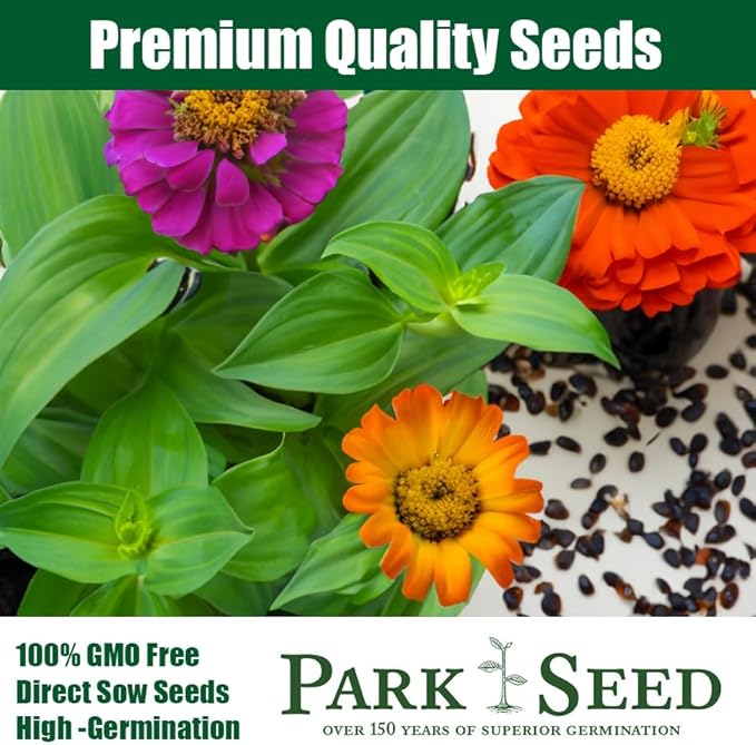 Park Seed Zinnia Flower Planting Seeds, Easy to Grow, Perfect for Spring Garden, Profusion AAS Mix, Pack of 25