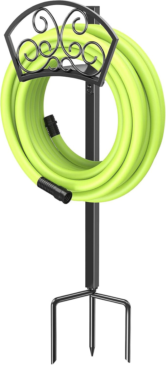GOFORWILD Garden Hose Holder, Decorative Hose Butler Sturdy Water Hose Rack, Durable Wall Hose Hanger, Hose Reel, Holds 125-Feet of 5/8-Inch Hose, Made of Gauge Steel, 7020