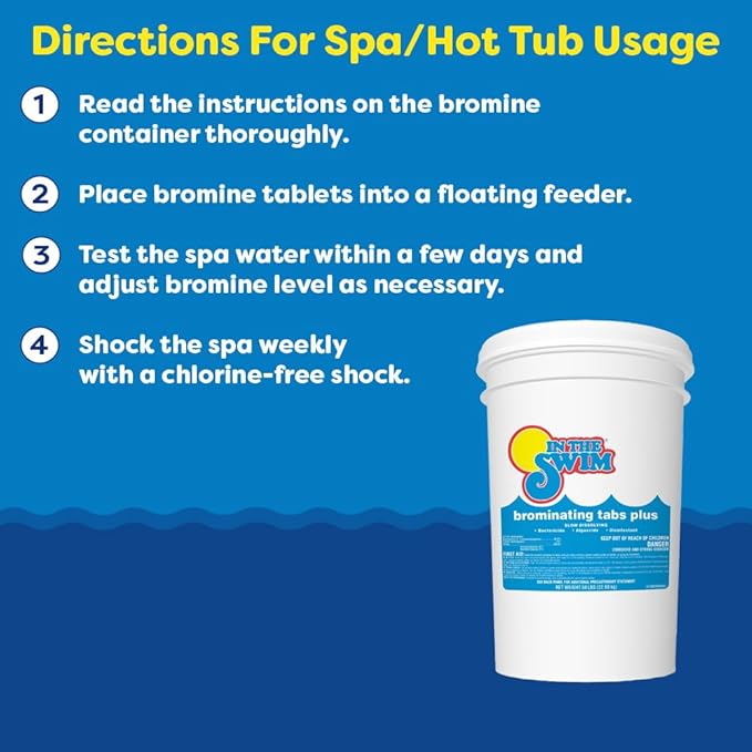 In The Swim Chlorine-Free Shock Bundle and Bromine Plus: Includes 12 x 1 Pound Bags Chlorine-Free Shock and 8 Pound Bucket of Bromine Plus - Effective Low Odor Alternative