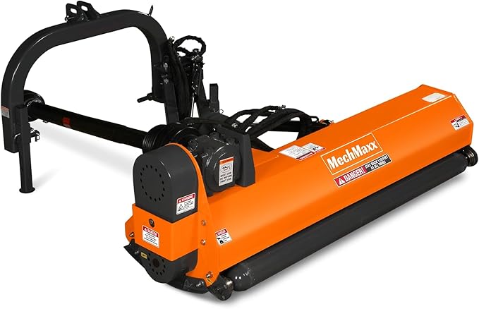 65" Inch PTO Drive 3 Point Hitch Offset Flail Ditch Bank Mower for 30-60HP CAT 1 Tractor, 85'' Offset Distance,60°/90° Rotation Angle, 28 Hammers, Model VAM65