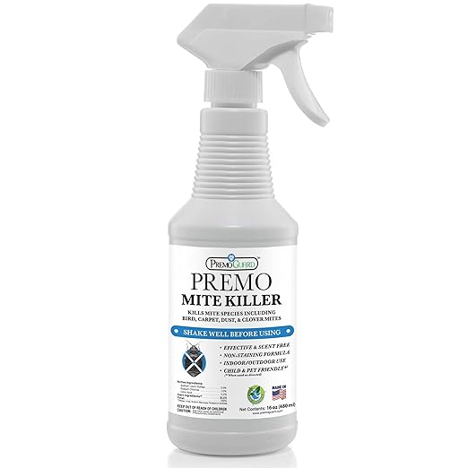 Premo Guard Natural Mite Spray – 16 oz Bottle – Plant Based Treatment for Dust, Spider, Carpet, Bird, Rat Mites – Safe for Families, Pet, Home, Bedding & Furniture When Used As Directed