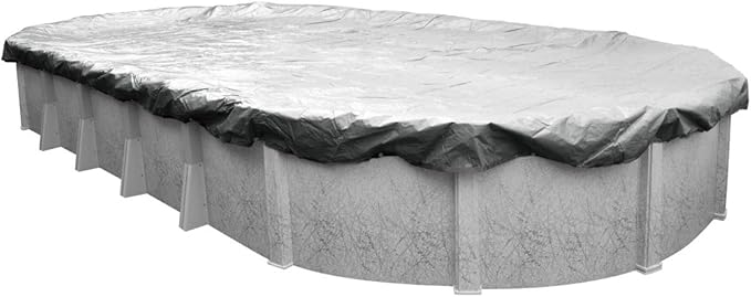Robelle 16 x 25 ft Heavy Duty Silver Winter Oval Pool Cover for Above Ground Pools, 4 ft Overlap (20 x 29 ft Cover Size), Solid 8 x 8 Scrim, 2.36 oz/yd2, 10-Year Warranty, Style: 551625-4-ROBA