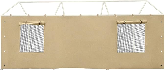 Carport Sidewall Panel with Mesh Windows and Elastic Ball Bungees, for 10x20 FT or 12x20 FT Garage Party Tent Shelter - Beige, One Sidewall Panel Only