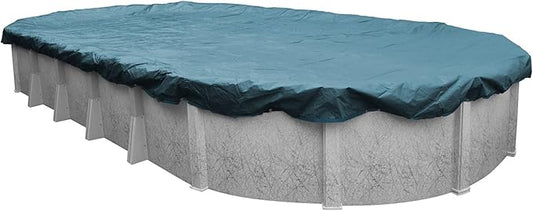 Robelle 15 x 21 ft Extra Heavy Duty Blue Winter Oval Pool Cover for Above Ground Pools, 4 ft Overlap (19 x 25 ft Cover Size), Solid 10 x 10 Scrim, 2.91 oz/yd2, 12-Year Warranty, Style: 581521-4-ROBA