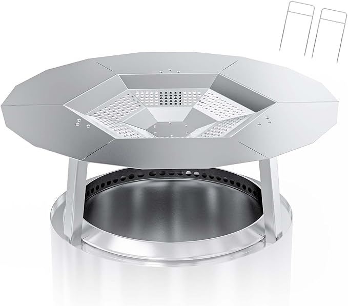 BBQ-PLUS One-Piece Heat Deflector Replacement for Solo Stove Yukon 27" Fire Pit, Stainless Steel Heat Diffuser Accessories with 3 Support Leg for Most 27 inches Outdoor/Indoor Backyard Fire Pit