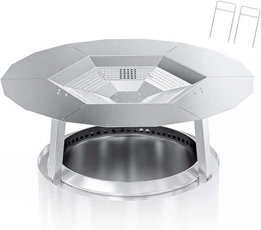 One-Piece 19.5" Heat Deflector Replacement for Solo Bonfire 19.5" Stove Fire Pit,Stainless Steel Heat Diffuser Accessories with 3 Support Leg for Most 19.5inches Outdoor Indoor Backyard Fire Pit