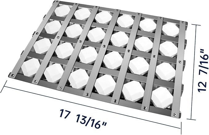 Kalomo 17.8125" Grill Heat Plates Grill Briquette Tray for Alfresco Grill ALX2-30C, ALX2-42C, ALX2-42RFG, ALX2-56, ALX2-56BFG, Stainless Steel BBQ Heat Shield Flame Tamer with 48 Ceramic Briquettes