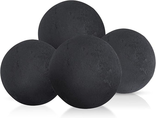 Ceramic Fire Balls for Fire Pit, Set of 4 Round Fire Stones Reusable Fireplace Balls for Gas Fireplace or Indoor and Outdoor Fire Pits Accessory,Decorative Balls 6 Inch fire Pit Balls,Black