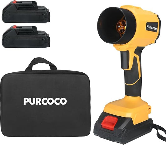 PURCOCO Cordless Leaf Blower Handheld, Jet Dry Mini Blower with 2X 20V Batteries, Lightweight for Car Patio Garden Lawn Leaves Debris